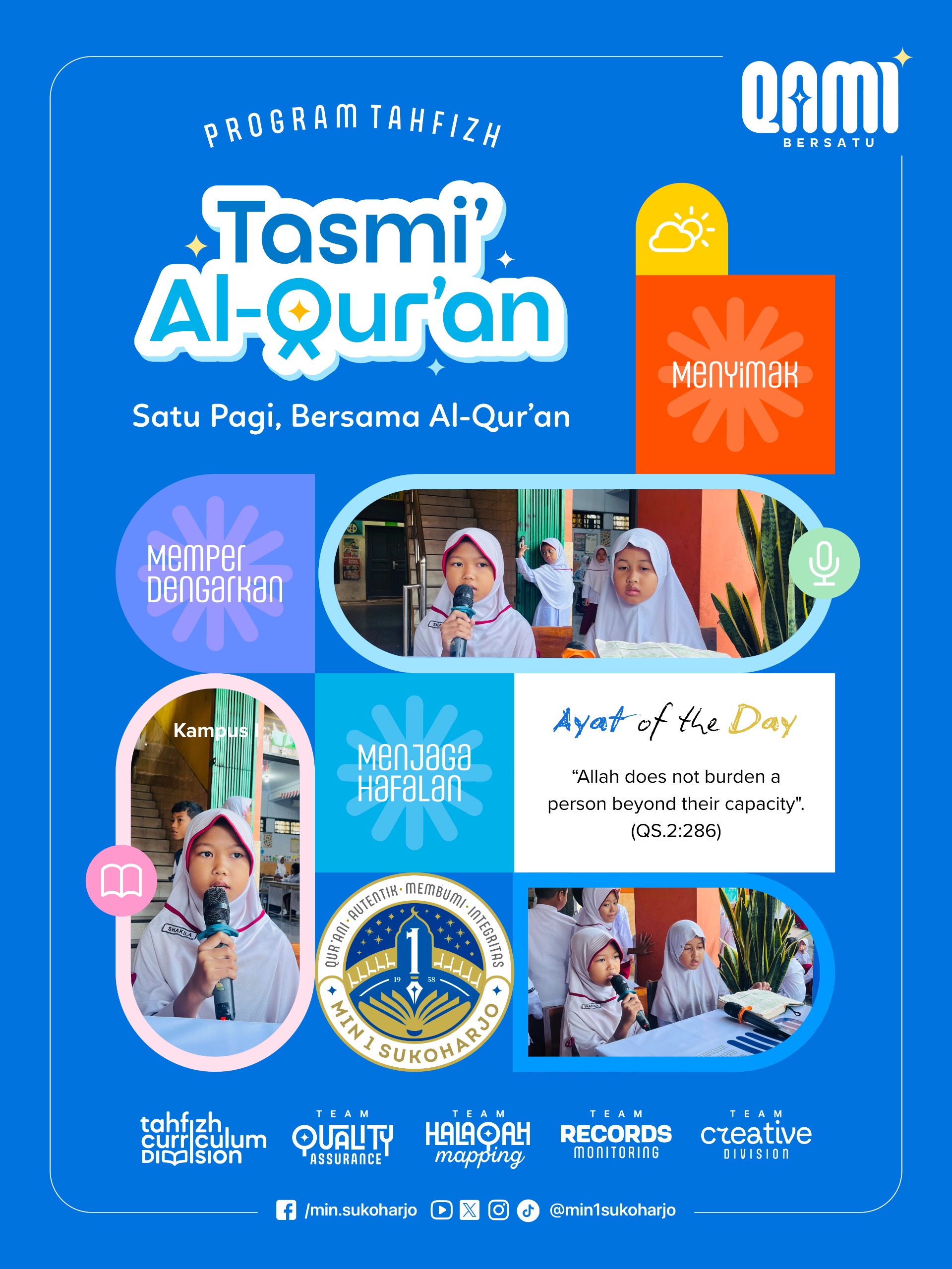 Program Tahfizh Tasmi’ Al-Qur’an MIN 1 Sukoharjo, Wujudkan Generasi Qur’ani yang Cinta Al-Qur’an
